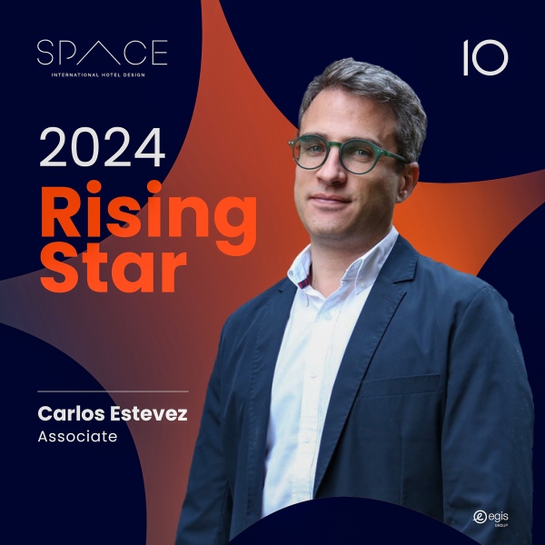 Carlos Estévez 被《Hotel SPACE》杂志评为“2024 年值得关注的新星”之一！